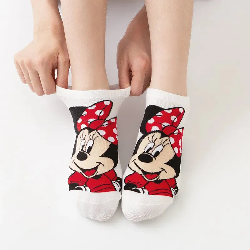 Disney 1pair women Boat socks Mickey cute cartoon Japanese Korean