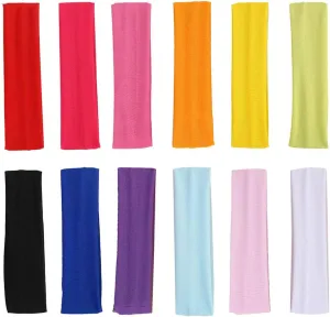 DIYASY 12 Pcs Women Yoga Headbands, Fashion Soft Elastic Cotton Sweatband Yoga Stretchy Headband for Women 12 Colors
