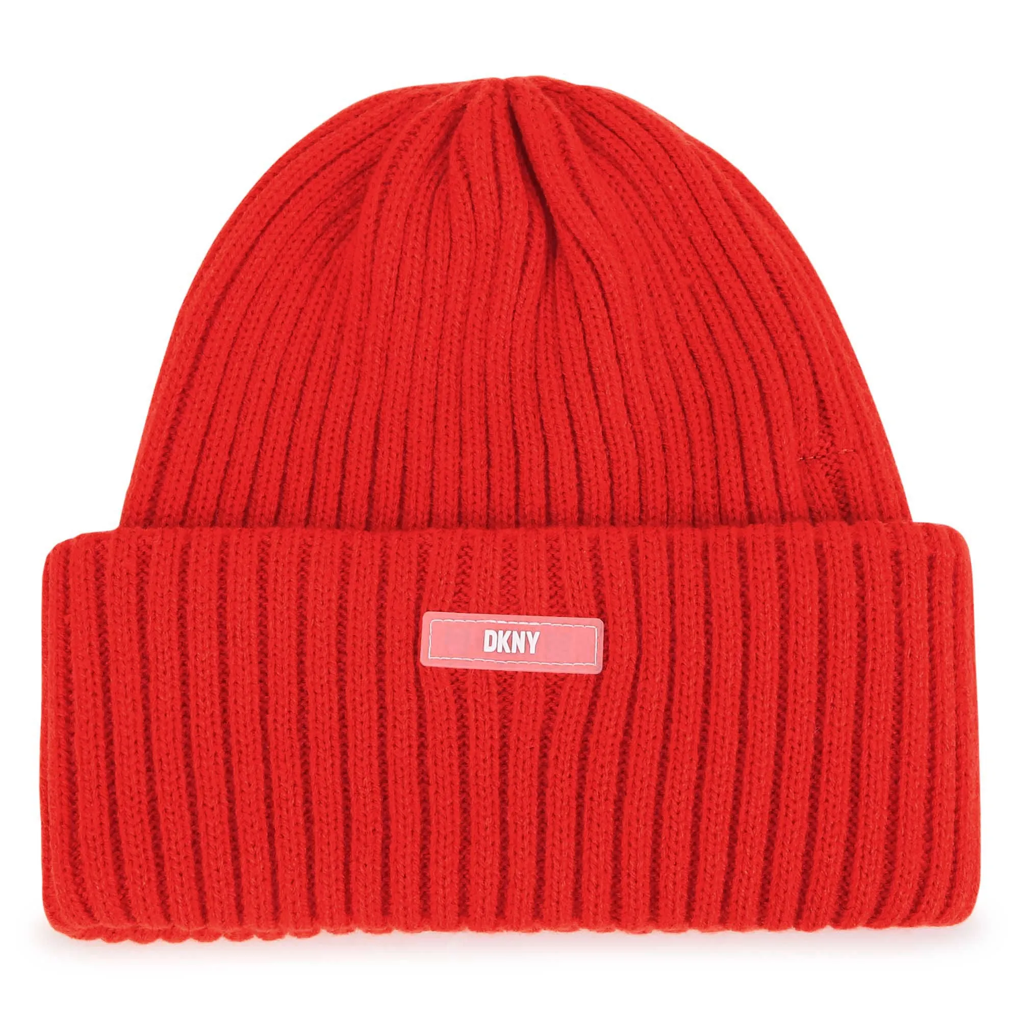 DKNY Junior Orange Knitted Hat With Embroidered Patch _D51000-987