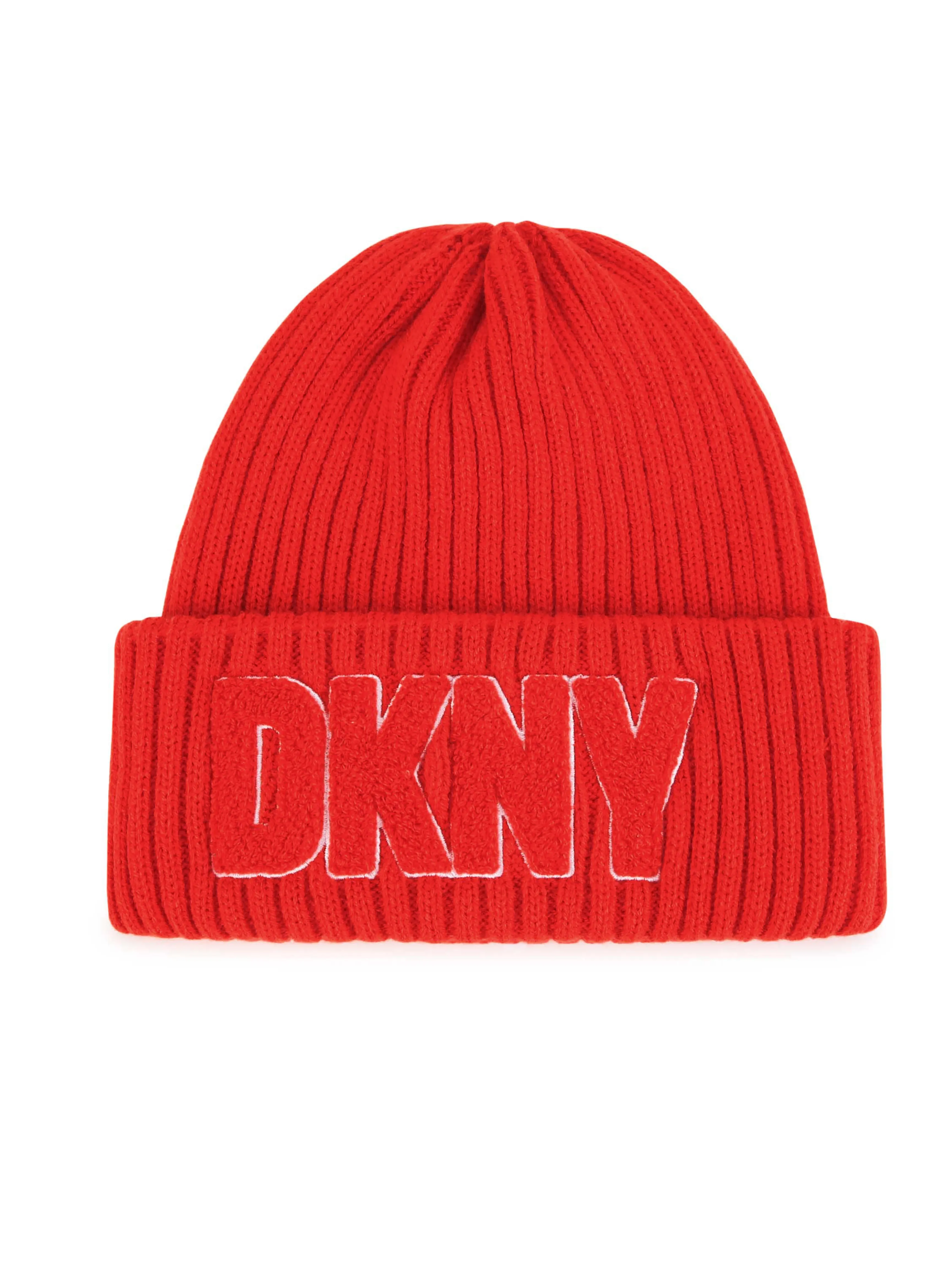 DKNY Junior Orange Knitted Hat With Embroidered Patch _D51000-987