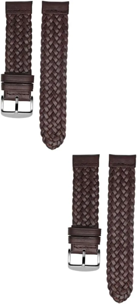 DOITOOL 2 Pcs Practical Brown Woven Watch Band Versatile Watch Accessory Fits Men's and Women's Watches, 20X2.4CM, Synthetic material, no gemstone