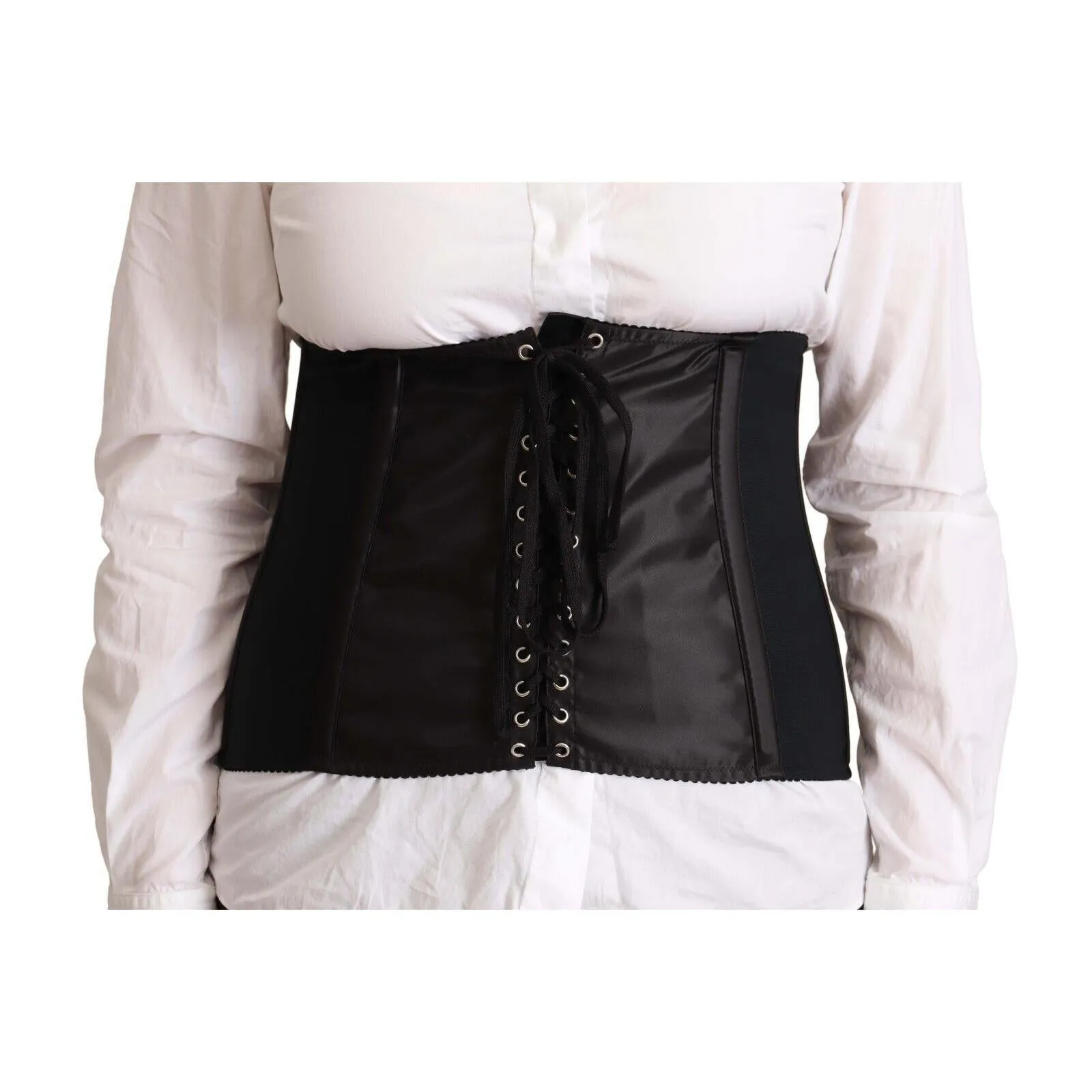 Dolce & Gabbana Chic Black Corset Belt Top