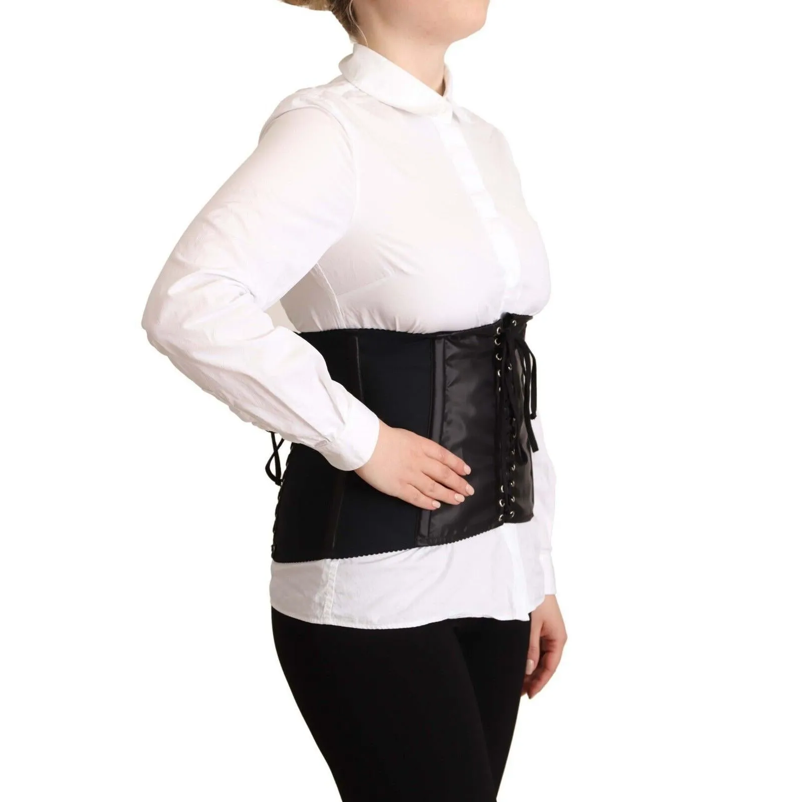 Dolce & Gabbana Chic Black Corset Belt Top