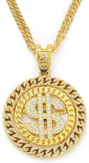 Dollar sign necklace, rap chain, hip-hop chain lady, Dollar Sign Gold Necklace, men's gold chain, Men's gold chain, money chain, big money necklace