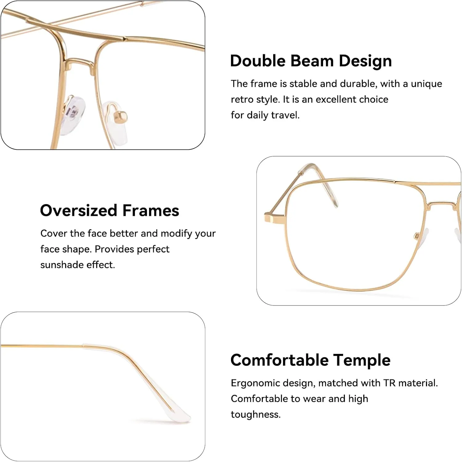 Dollger Classic Glasses Clear Lens Non Prescription Metal Frame Eyewear Men Women
