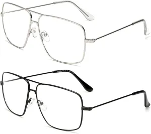 Dollger Classic Glasses Clear Lens Non Prescription Metal Frame Eyewear Men Women