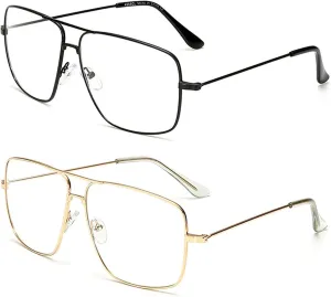 Dollger Classic Glasses Clear Lens Non Prescription Metal Frame Eyewear Men Women