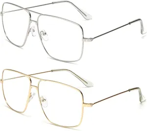 Dollger Classic Glasses Clear Lens Non Prescription Metal Frame Eyewear Men Women