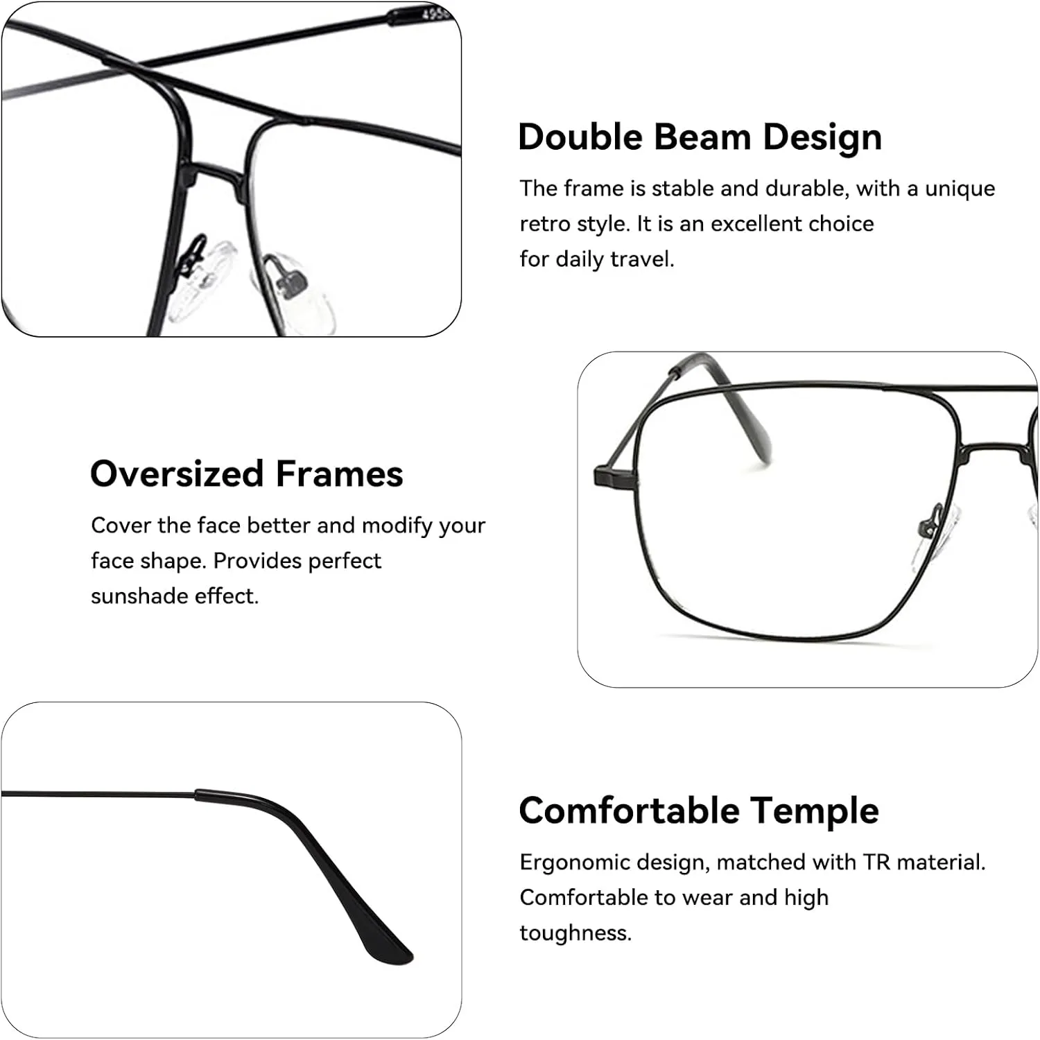 Dollger Classic Glasses Clear Lens Non Prescription Metal Frame Eyewear Men Women
