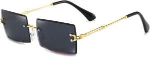 Dollger Rimless Rectangle Sunglasses for Women Fashion Frameless Square Glasses for Men Ultralight UV400 Eyewear Unisex