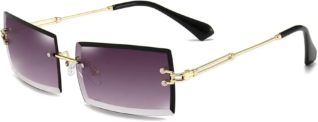 Dollger Rimless Rectangle Sunglasses for Women Fashion Frameless Square Glasses for Men Ultralight UV400 Eyewear Unisex