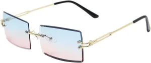 Dollger Rimless Rectangle Sunglasses for Women Fashion Frameless Square Glasses for Men Ultralight UV400 Eyewear Unisex