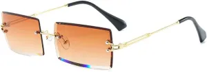 Dollger Rimless Rectangle Sunglasses for Women Fashion Frameless Square Glasses for Men Ultralight UV400 Eyewear Unisex