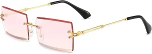 Dollger Rimless Rectangle Sunglasses for Women Fashion Frameless Square Glasses for Men Ultralight UV400 Eyewear Unisex