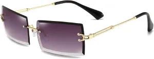 Dollger Rimless Rectangle Sunglasses for Women Fashion Frameless Square Glasses for Men Ultralight UV400 Eyewear Unisex