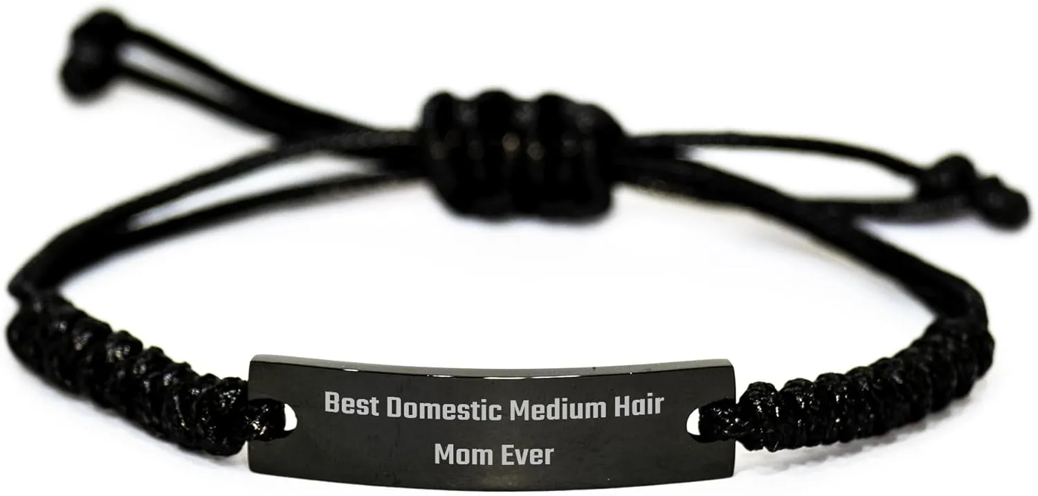 Domestic Medium Hair Mom's Funny Gift: Black Rope Adjustable Valentine's Jewelry