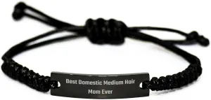 Domestic Medium Hair Mom's Funny Gift: Black Rope Adjustable Valentine's Jewelry