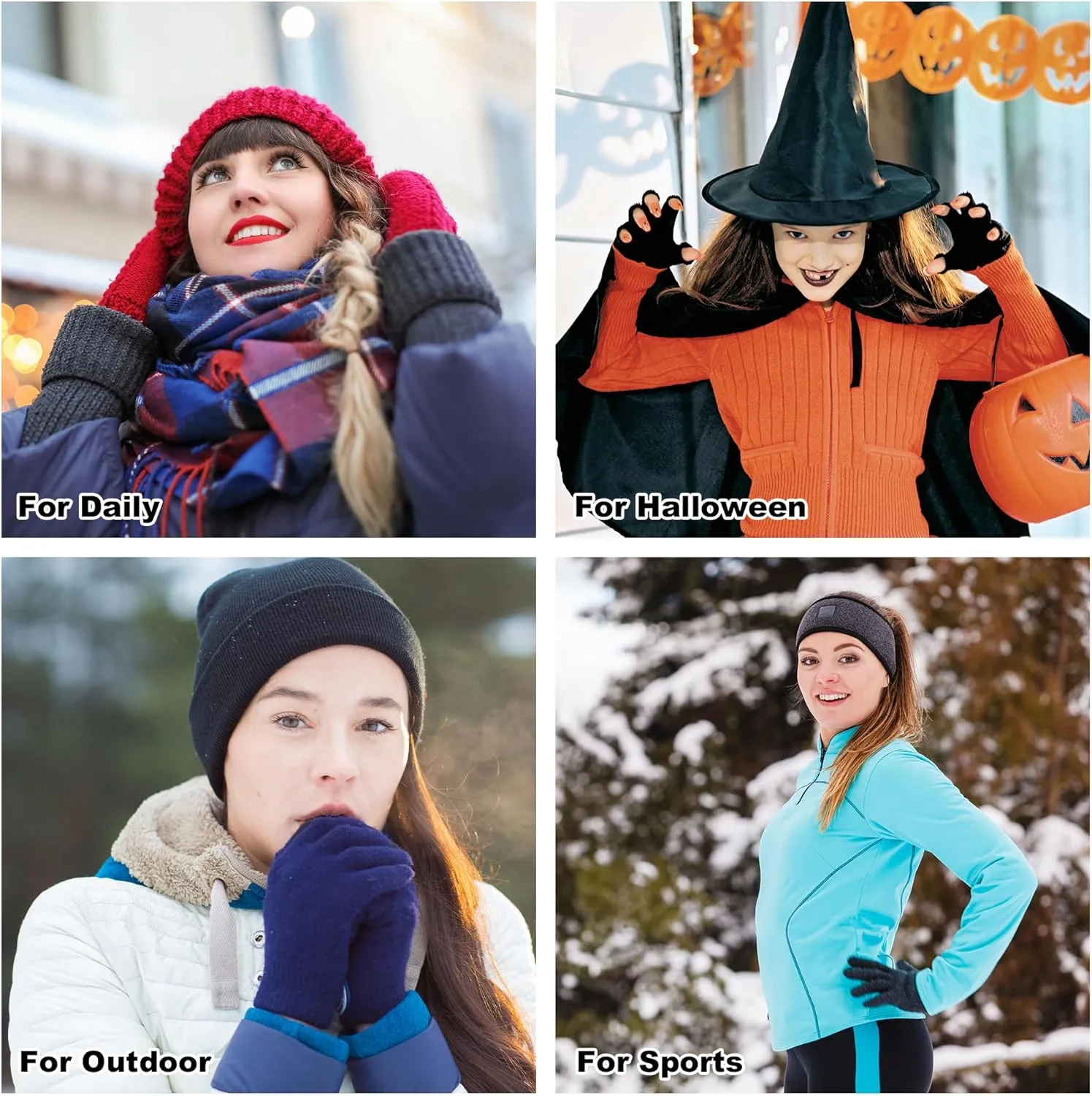 DOOVID Adult Magic Gloves - Warm Stretch Knitted Full Finger Gloves for Women Men