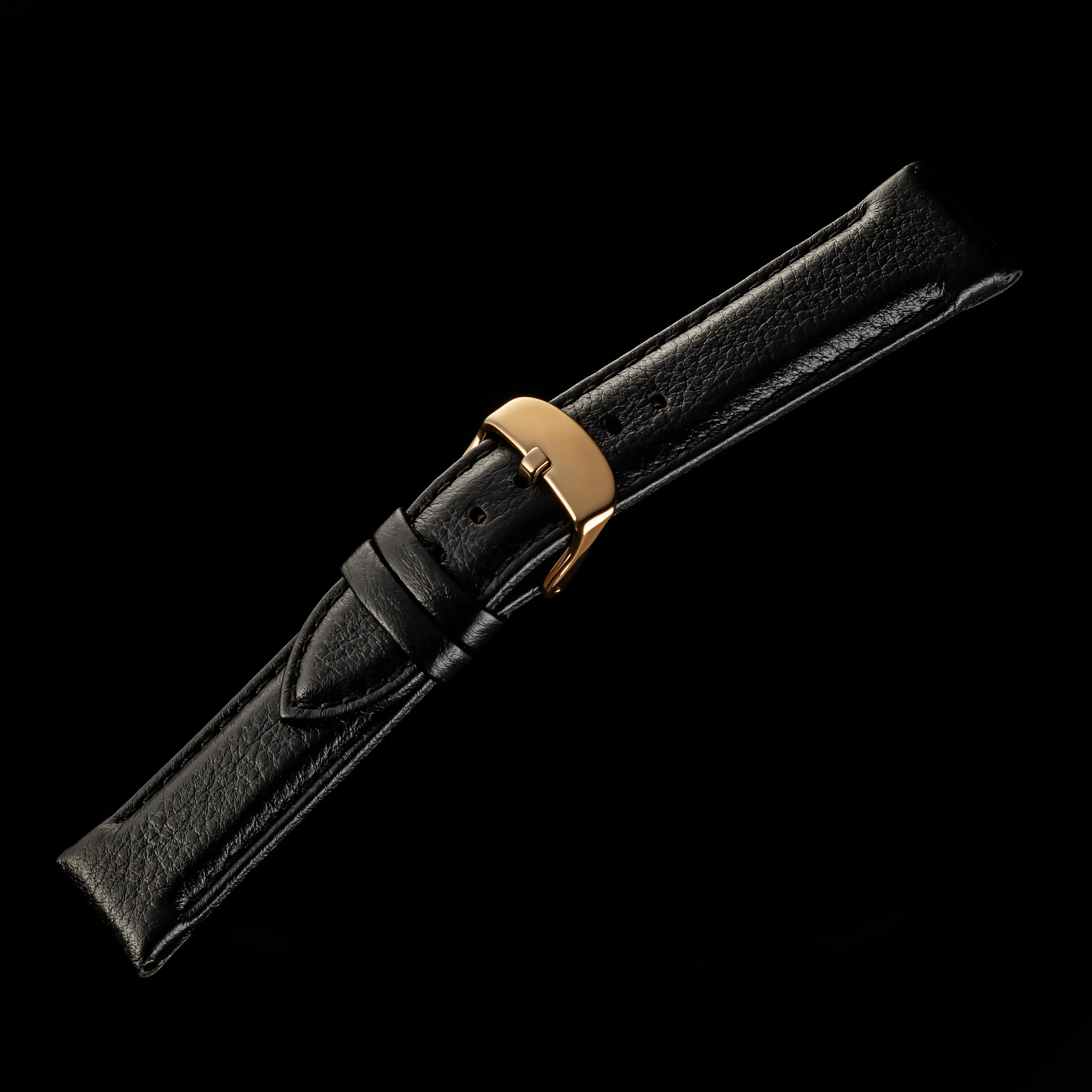 Double Layered Replacement Black Leather Watch Band 22 mm