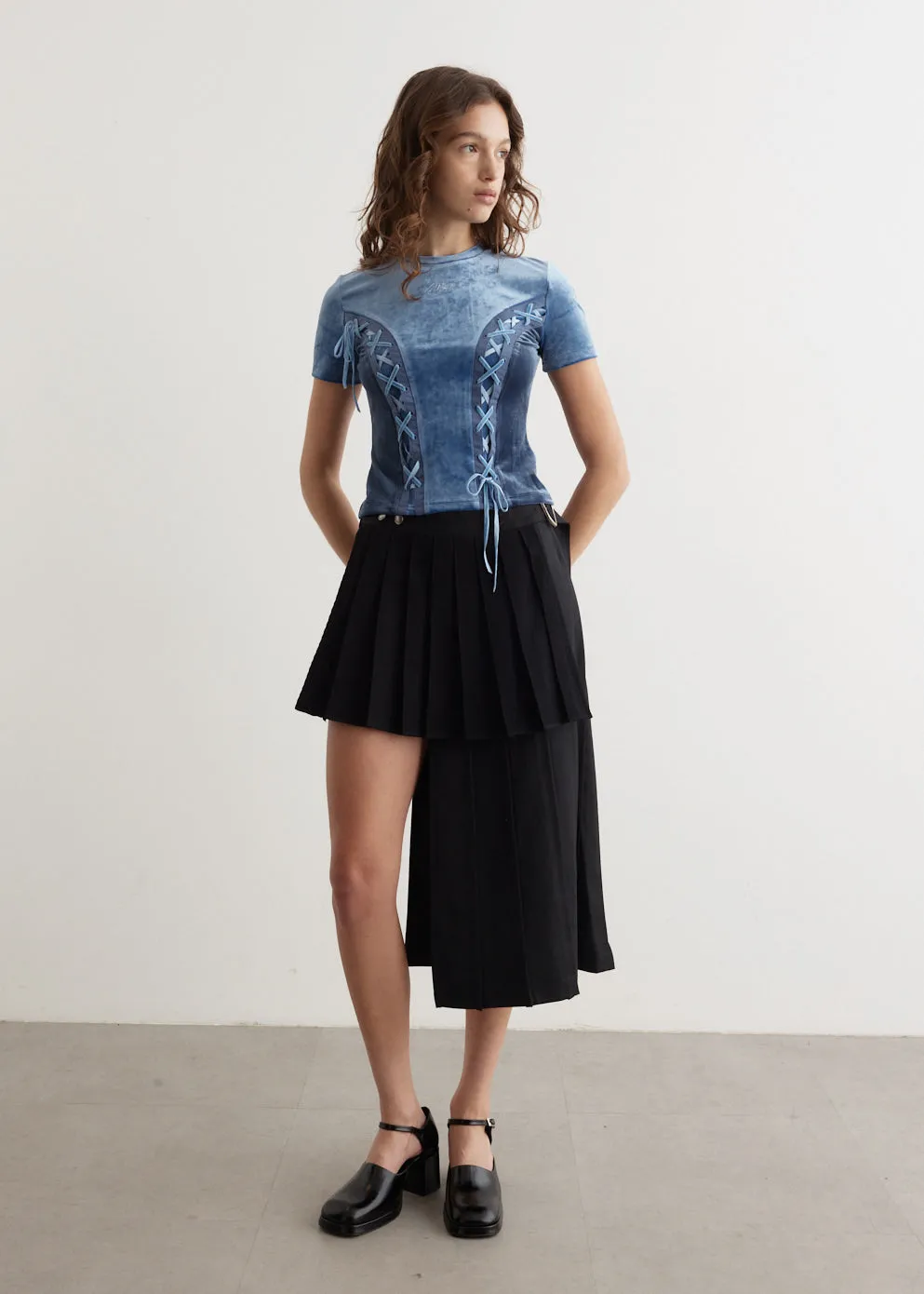 Double Pleated Wrap Skirt