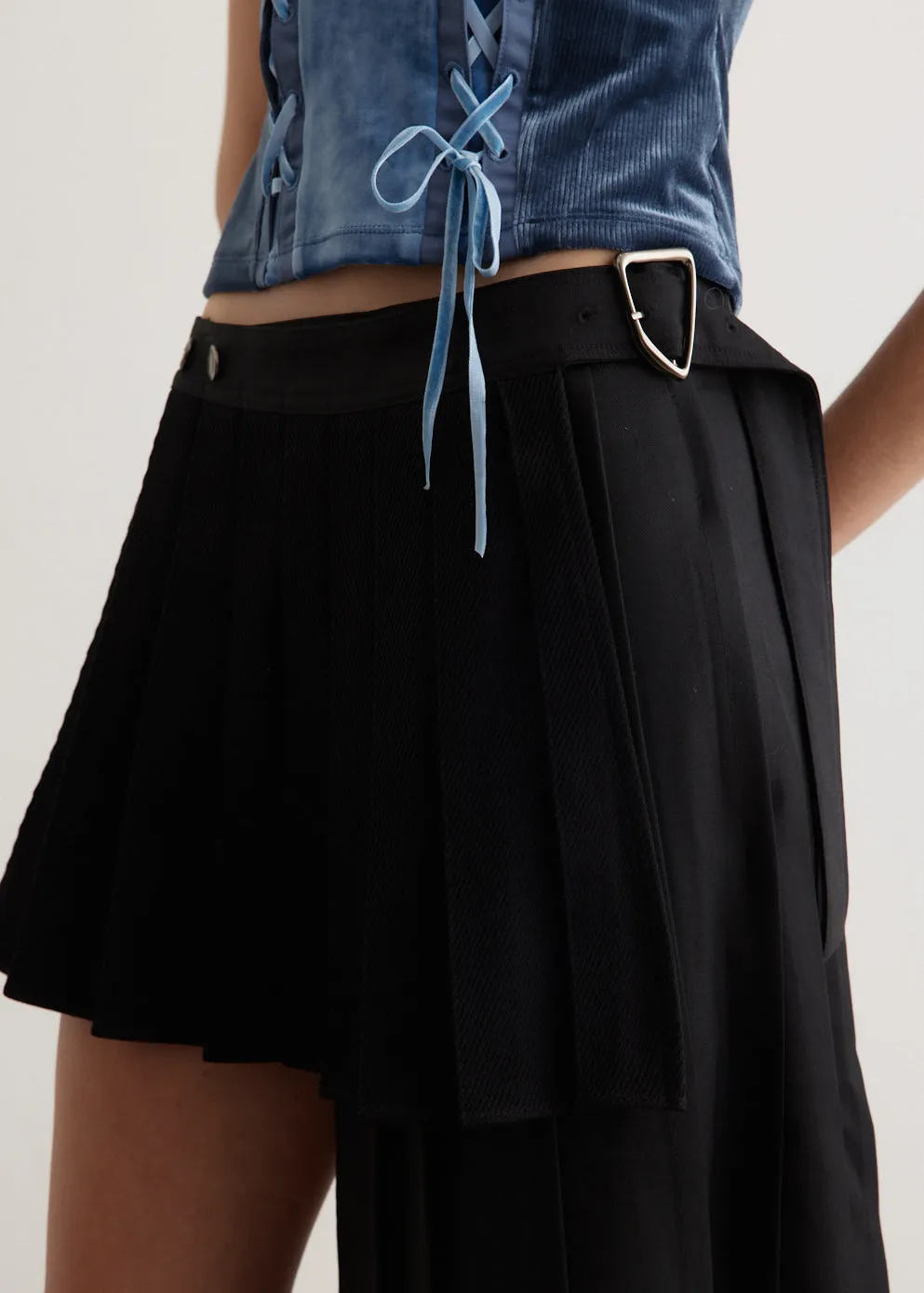 Double Pleated Wrap Skirt