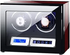 Double Watch Winders Box for Automatic Watches Touch Panel Display Screen Flexible Watch Pillow Built-in Led Illumination Accessories,