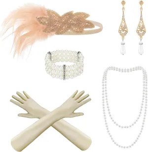 Dreamtop 1920s Great Gatsby Accessories Set, Flapper Costume Accessories Roaring 20s Accessories for Women Flapper Headpiece