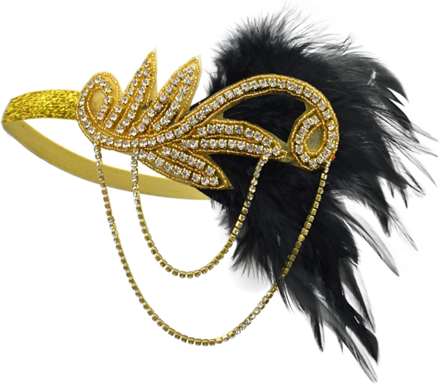 DRESHOW 1920s Great Gatsby Accessories for Women Flapper Headpiece Headband Gloves Costume Harlem Nights Accessories Set