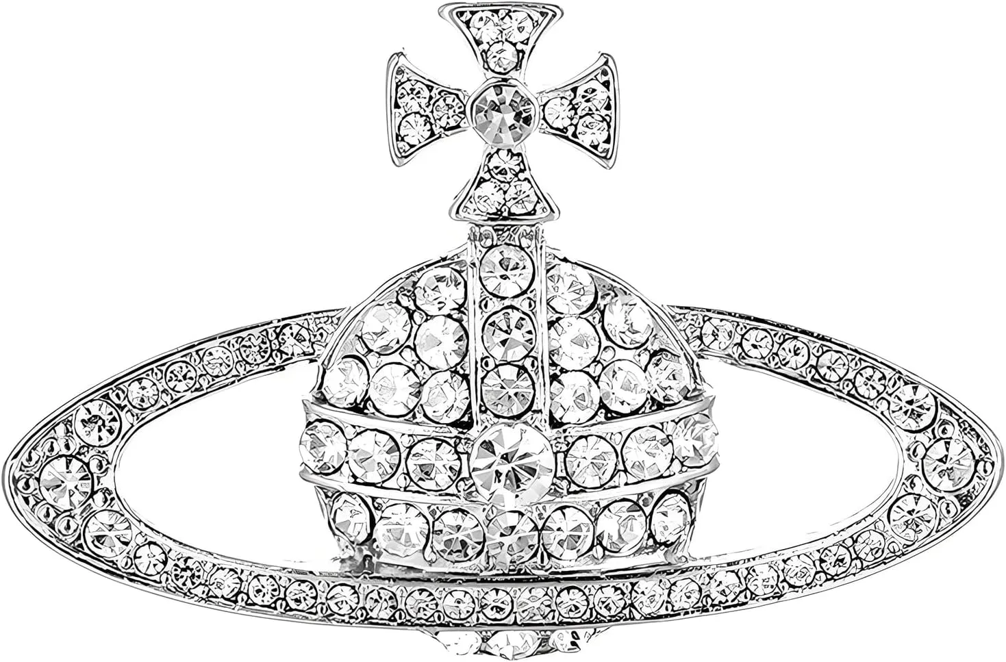 Dreuyet Saturn Planet Brooch Pin for Women Ladies Dainty Rhinestone Star Lapel Pin Cubic Zirconia with Crystal Planet Brooch Fashion Dress Accessories Jewelry for Suit Clothing Jackets Badges