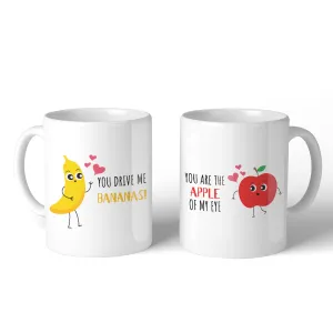 Drive Me Bananas Apple Eye Matching Couple Mugs For Wedding Gifts