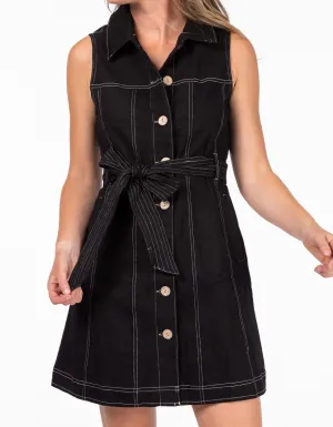 Dublin Sleeveless Button Down Dress in Black
