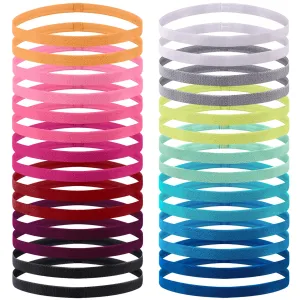 Duufin 28 Pieces Elastic Colorful Workout Headbands - Sports Grip Non Slip Thin for Women, Men and Girls, 14 Colors