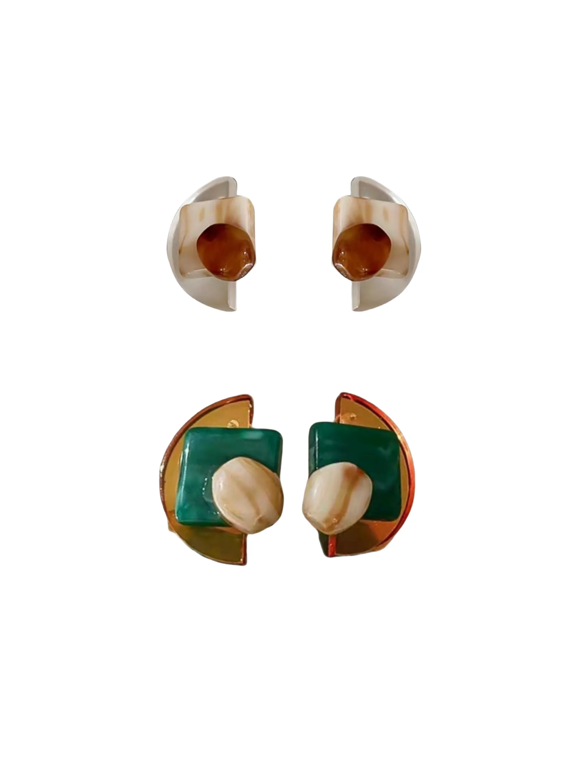 Earring-Diamond-Geometric earrings 2 pc