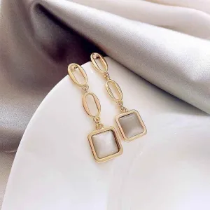Earrings Charm Jewelry ECJTX57 Geometric Square Opals Pendant