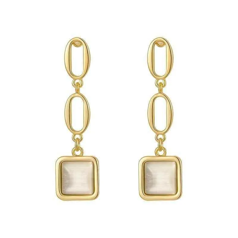 Earrings Charm Jewelry ECJTX57 Geometric Square Opals Pendant
