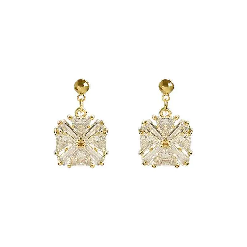 Earrings Charm Jewelry Geometric Square Shiny Crystal DM20X20