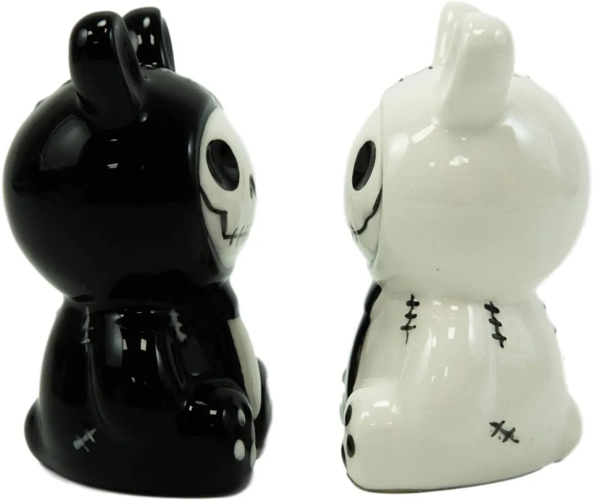 Ebros Furry Bones Bun Bun Rabbits Salt And Pepper Shakers Ceramic Set 3.5"H