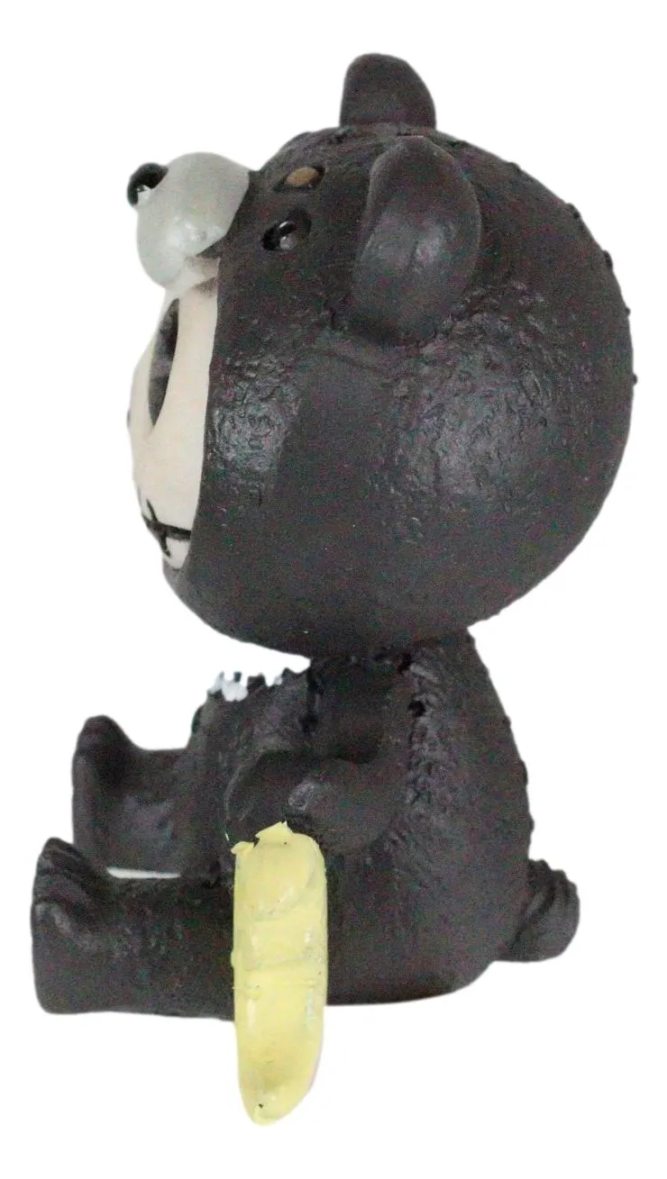 Ebros Furry Bones Kuma The Black Teddy Bear Costume Skeleton Figurine 3"H