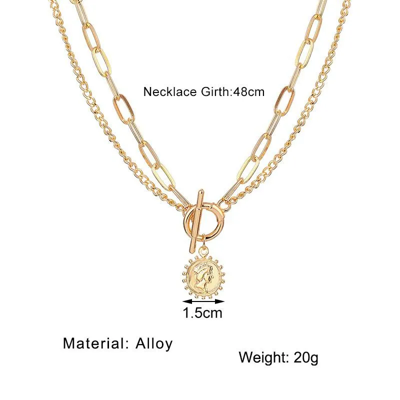 Edgy Thick Chain Layered with Multi-Style Pendant Necklaces