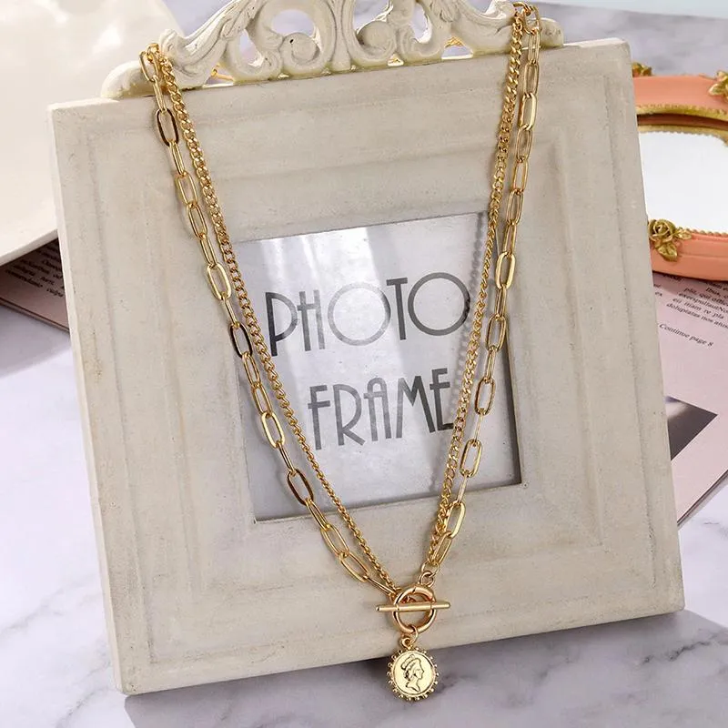 Edgy Thick Chain Layered with Multi-Style Pendant Necklaces