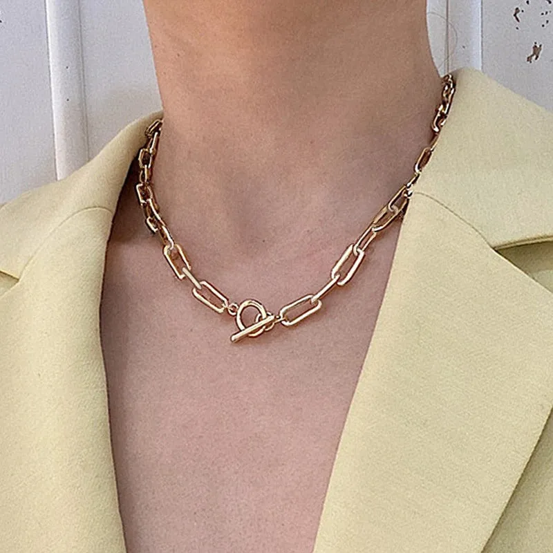 Edgy Thick Chain Layered with Multi-Style Pendant Necklaces