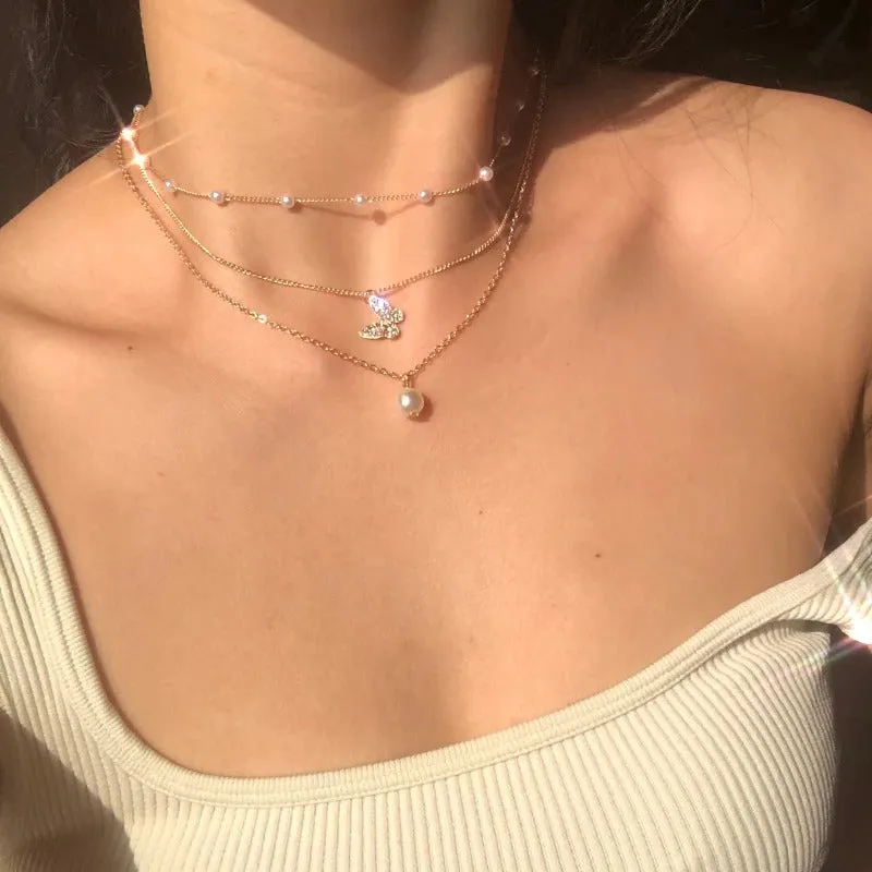 Edgy Thick Chain Layered with Multi-Style Pendant Necklaces