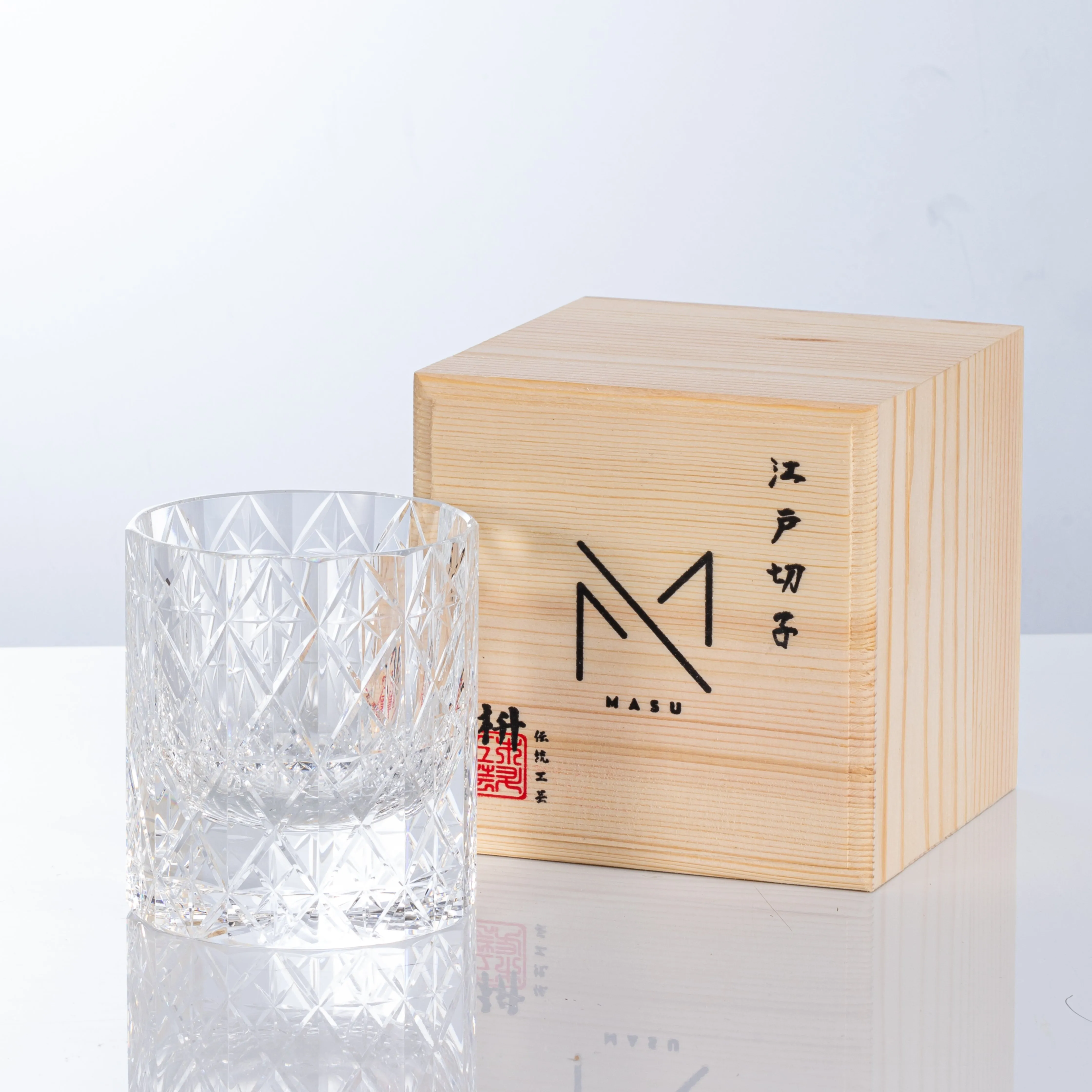 Edo Kiriko Handcrafted Celestial Whisky Glass With Wooden Box