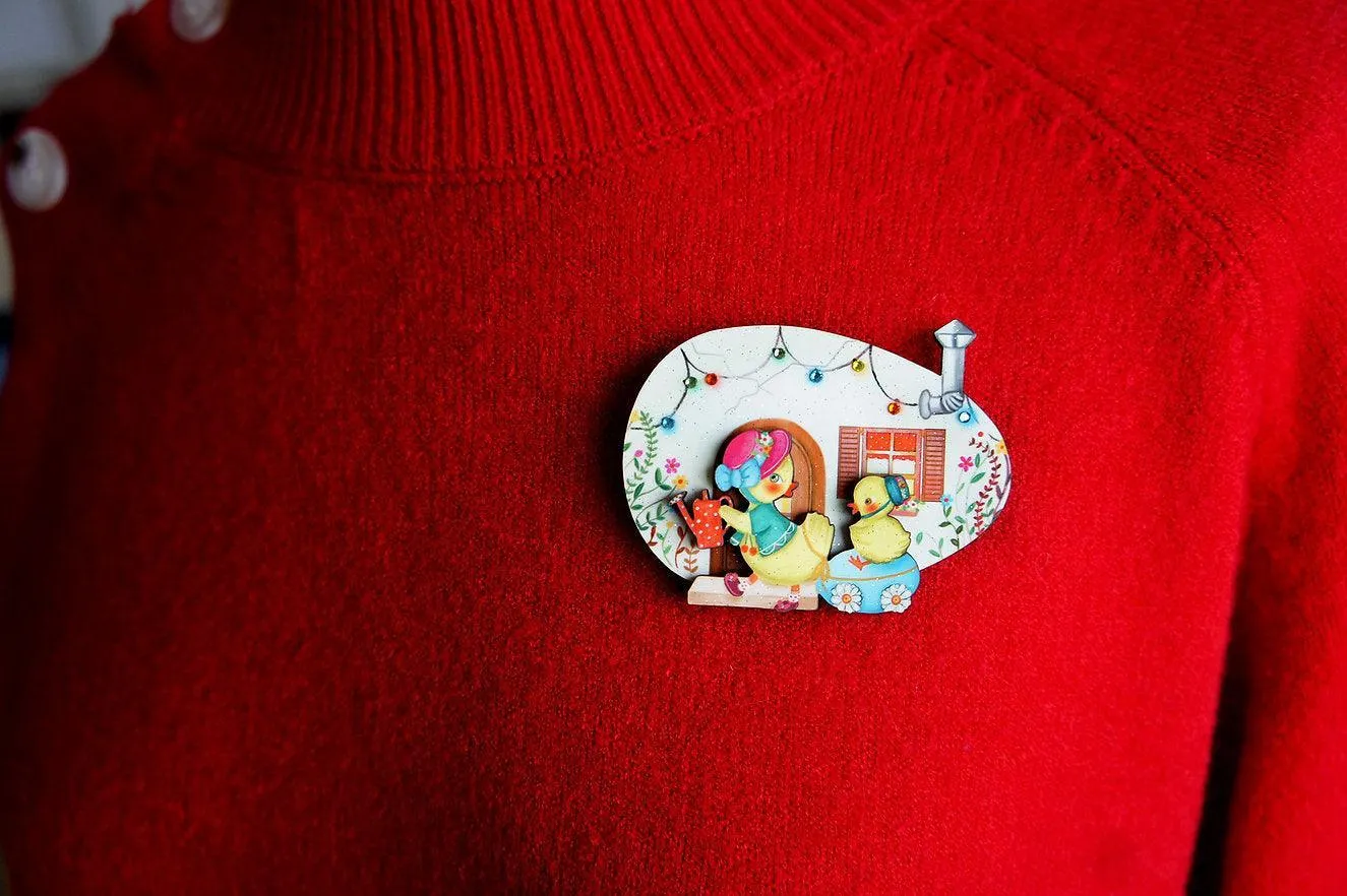 Egg House Easter Brooch by Laliblue