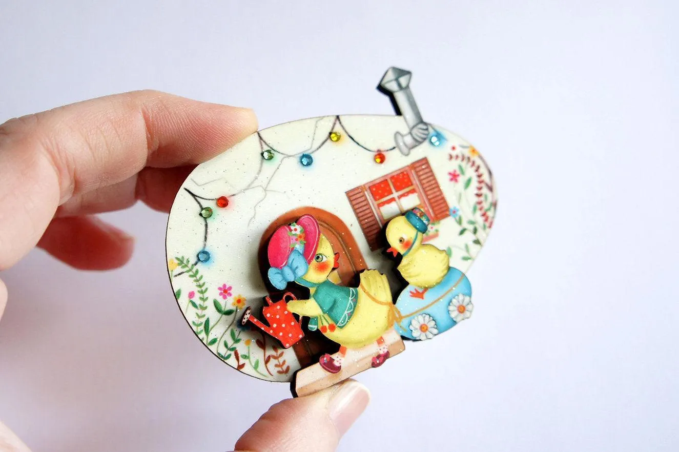 Egg House Easter Brooch by Laliblue