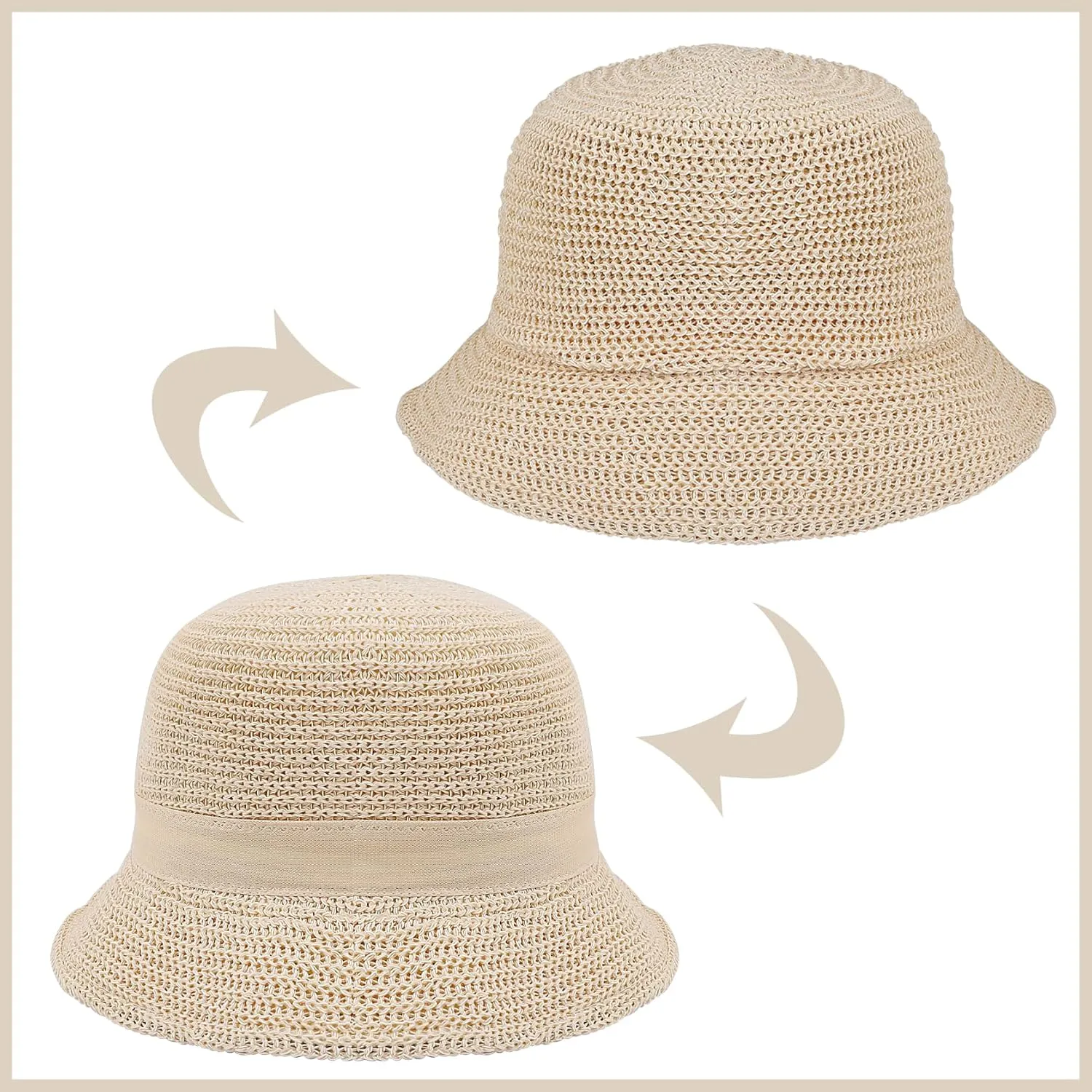 Eigso Mesh Woven Bucket Hat for Women Men Womens Fashion Outdoor Fisherman Cap for Woman Man