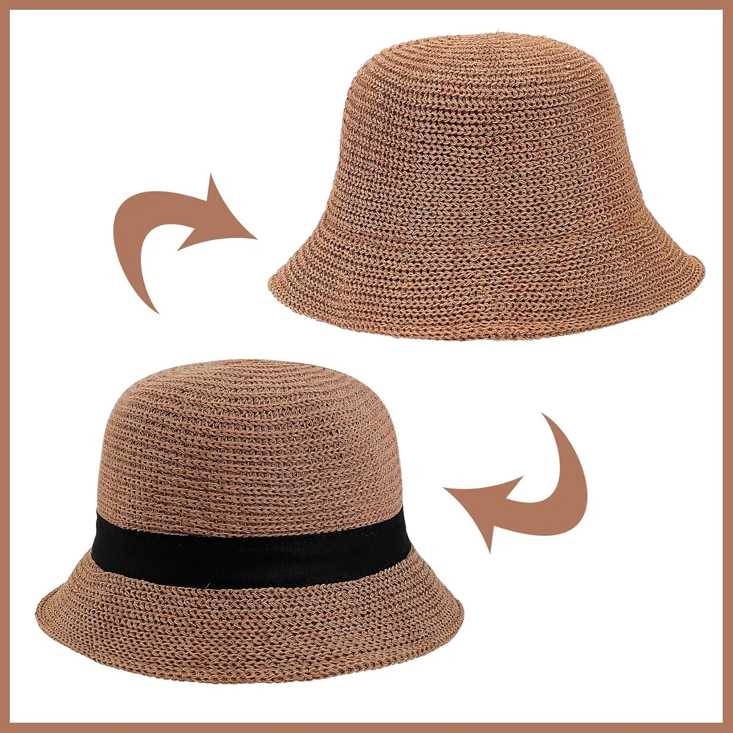 Eigso Mesh Woven Bucket Hat for Women Men Womens Fashion Outdoor Fisherman Cap for Woman Man