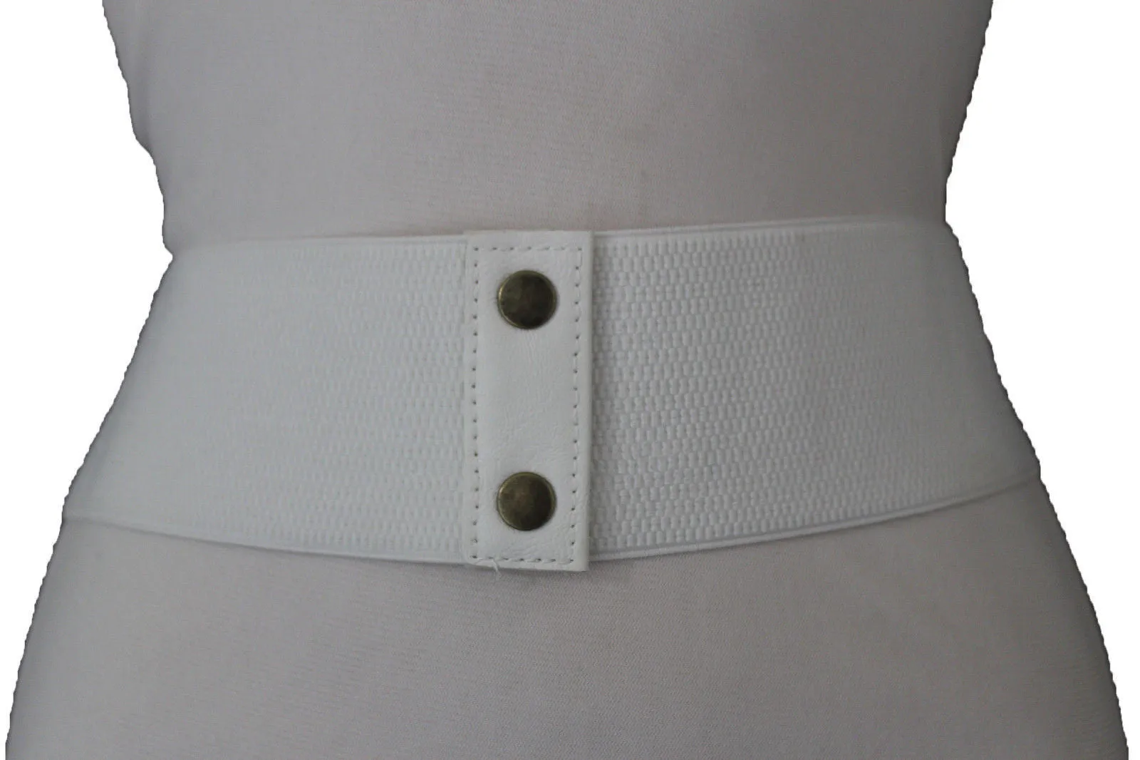 Elastic Faux Leather Wide Corset Belt Slimming Front Tie Gold S M