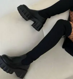Elastic socks over the knee boots