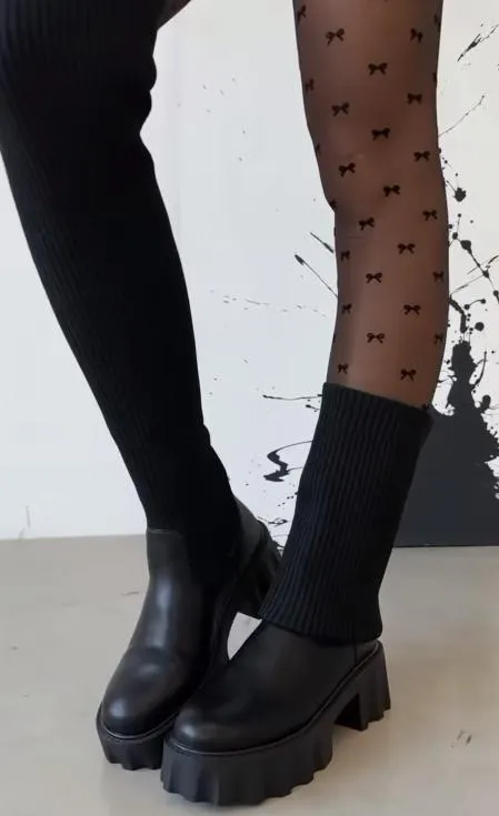 Elastic socks over the knee boots